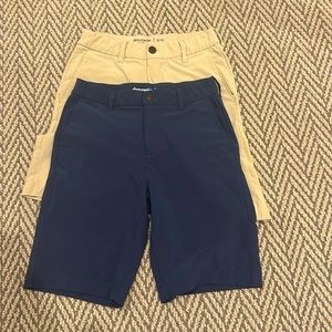 ABERCROMBIE KIDS BOYS CHINO DRESS SHORTS TWO PACK IN BLUE AND TAN
